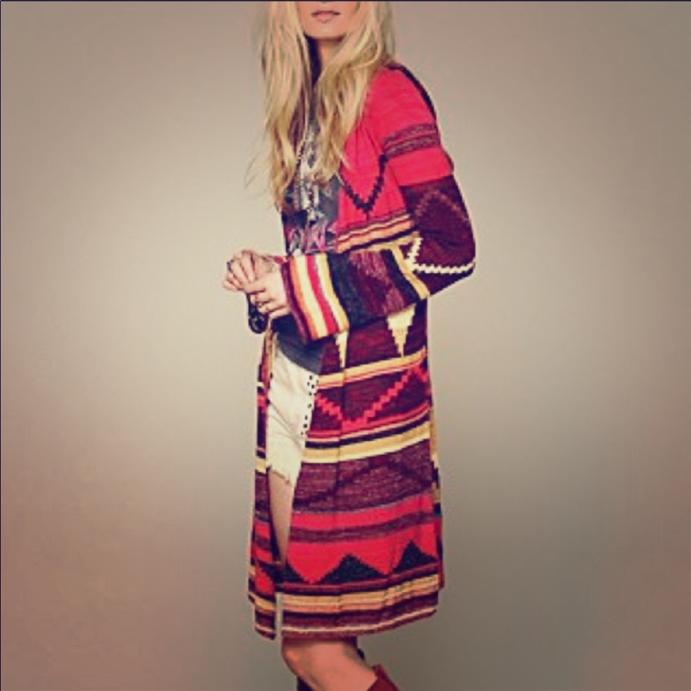 Free People Boho Aztec Duster Sweater